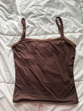 Brown lace tank top